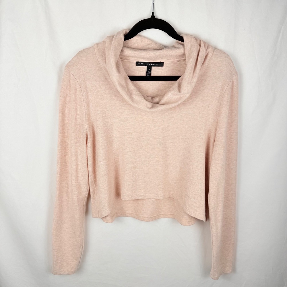 White House Black Market Pink Cropped Cowl Neck Sweater Medium Soft Balletcore
